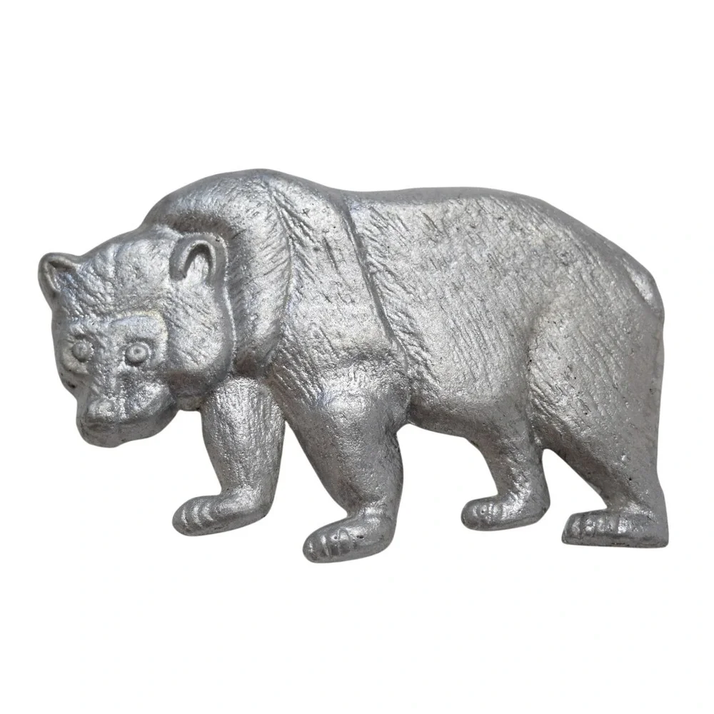 Vintage Pewter Grizzly Bear Belt Buckle Detailed Walking Wildlife Western Lodge